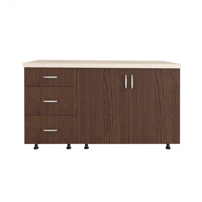 Corp Inferior Bucatarie L120xA50xH90 cm, Culoare WENGE, Pal 18mm, Blat Termorezistent 2.8 cm [2]