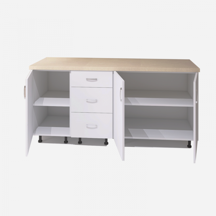 Corp Inferior Bucatarie L160xA50xH90 cm, Culoare ALB, Pal 18mm, Blat Termorezistent 2.8 cm [3]