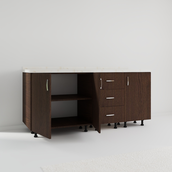 Corp Inferior Bucatarie L160xA50xH90 cm, Culoare Wenge, Pal 18mm, Blat Termorezistent 2.8 cm [2]