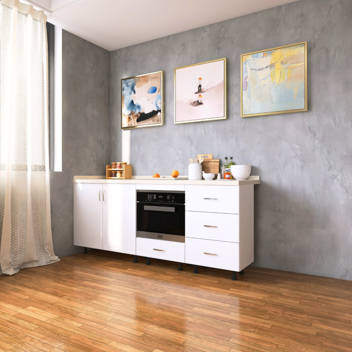 Corp Inferior Bucatarie  L180 x H90 x A50 cm, Culoare Alb, Pal 18mm, Blat Termorezistent 2,8 cm Grosime [2]