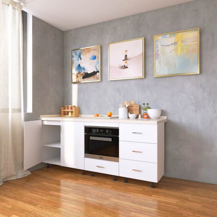 Corp Inferior Bucatarie  L180 x H90 x A50 cm, Culoare Alb, Pal 18mm, Blat Termorezistent 2,8 cm Grosime [3]