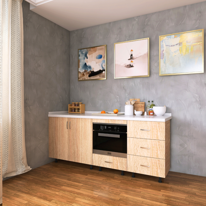 Corp Inferior Bucatarie  L180 x H90 x A50 cm, Stejar Sonoma, Pal 18mm, Blat Termorezistent 2,8 cm Grosime [2]