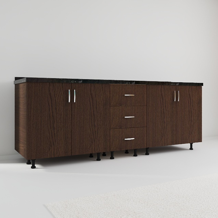 Corp Inferior Bucatarie L200 x A50 x H90 cm, Culoare WENGE, Pal 18mm, Blat Termorezistent 2.8 cm [3]