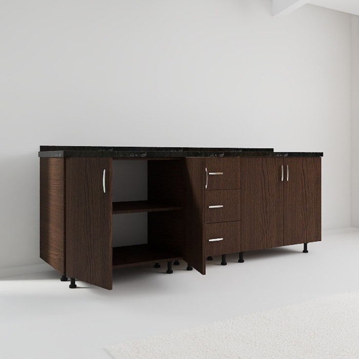Corp Inferior Bucatarie L200 x A50 x H90 cm, Culoare WENGE, Pal 18mm, Blat Termorezistent 2.8 cm [2]