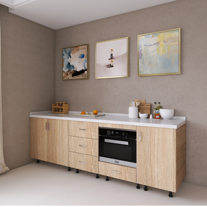 Corp Inferior Bucatarie  L200 x H90 x A50 cm, Stejar Sonoma, Pal 18mm, Blat Termorezistent 2,8 cm Grosime [2]