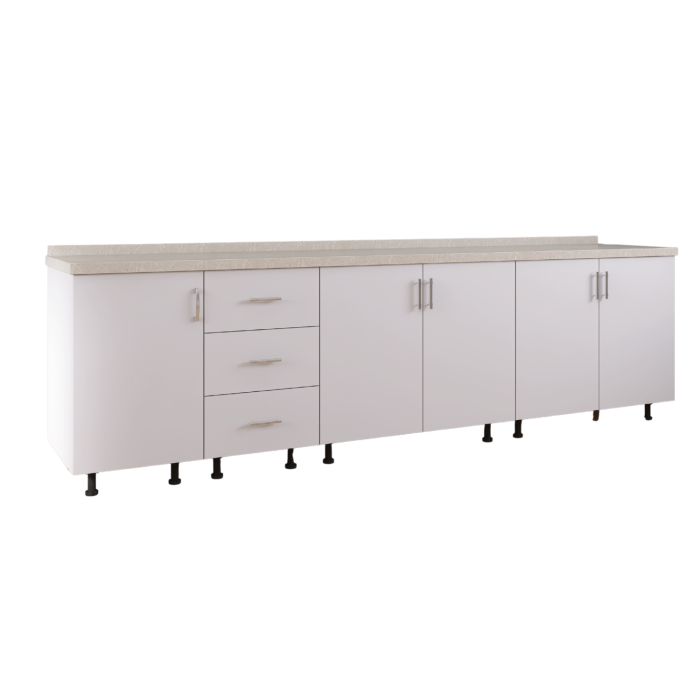 Corp Inferior Bucatarie L220 x A50 x H90 cm, Culoare Alb, Pal 18mm, Blat Termorezistent 2.8 cm [2]