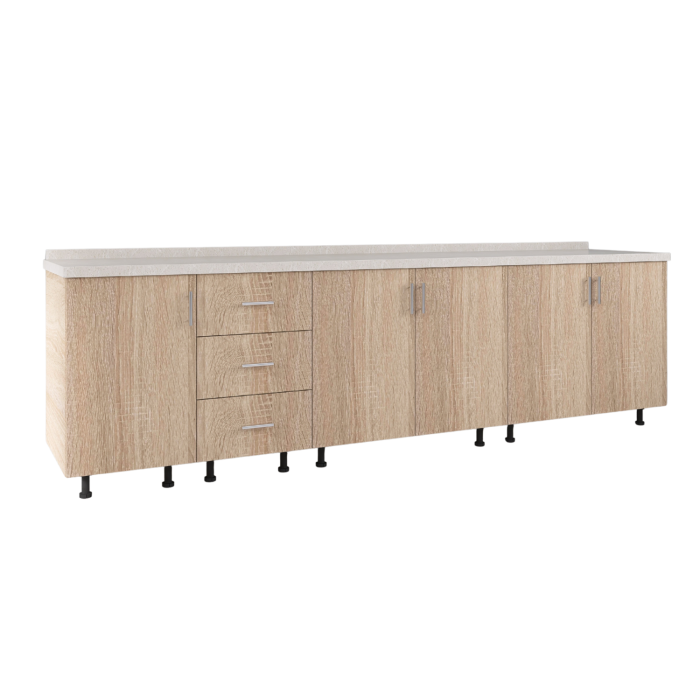 Corp Inferior Bucatarie L220 x A50 x H90 cm, Culoare Stejar Sonoma, Pal 18mm, Blat Termorezistent 2.8 cm [3]