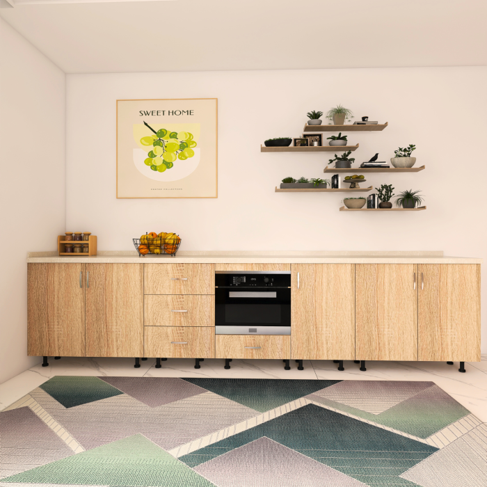 Corp Inferior Bucatarie L300 x A50 x H90 cm, Culoare STEJAR SONOMA, Pal 18mm, Blat Termorezistent 2.8 cm [4]