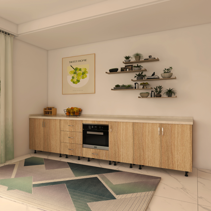 Corp Inferior Bucatarie L300 x A50 x H90 cm, Culoare STEJAR SONOMA, Pal 18mm, Blat Termorezistent 2.8 cm [3]