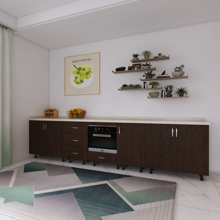 Corp Inferior Bucatarie L300 x A50 x H90 cm, Culoare WENGE, Pal 18mm, Blat Termorezistent 2.8 cm [3]