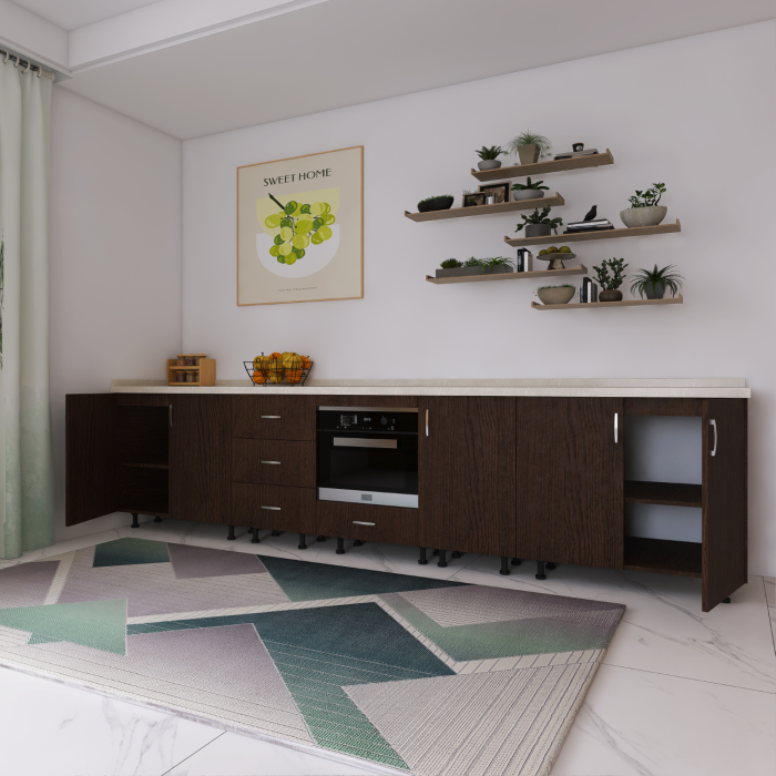 Corp Inferior Bucatarie L300 x A50 x H90 cm, Culoare WENGE, Pal 18mm, Blat Termorezistent 2.8 cm [2]