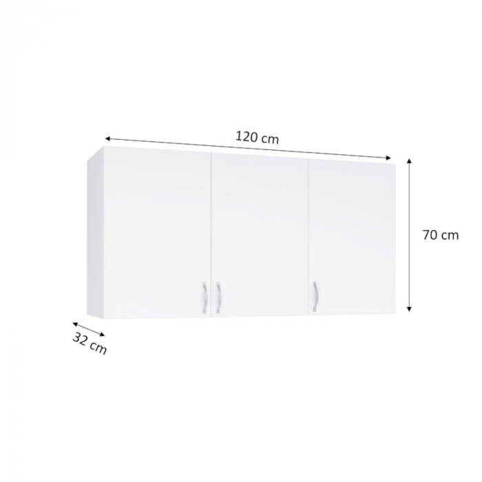 Corp suspendat bucatarie L120 x H70 x A32 cm, Material PAL18mm, Culoare Alb [2]