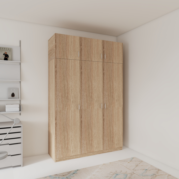 Dulap 3 usi GRANDE cu Suprapozabil, H240xA50xL120cm,Culoare Stejar Sonoma, Material Pal 18mm [1]