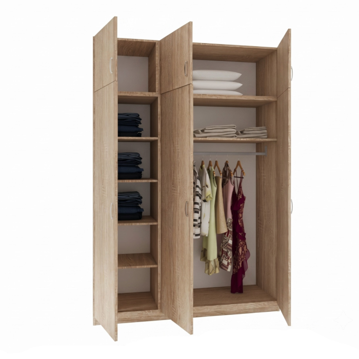 Dulap 3 usi GRANDE cu Suprapozabil, H240xA50xL120cm,Culoare Stejar Sonoma, Material Pal 18mm [2]