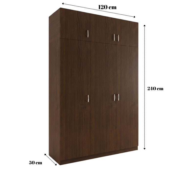 Dulap 3 usi GRANDE cu Suprapozabil, H240xA50xL120cm,Culoare Wenge , Material Pal 18mm [2]
