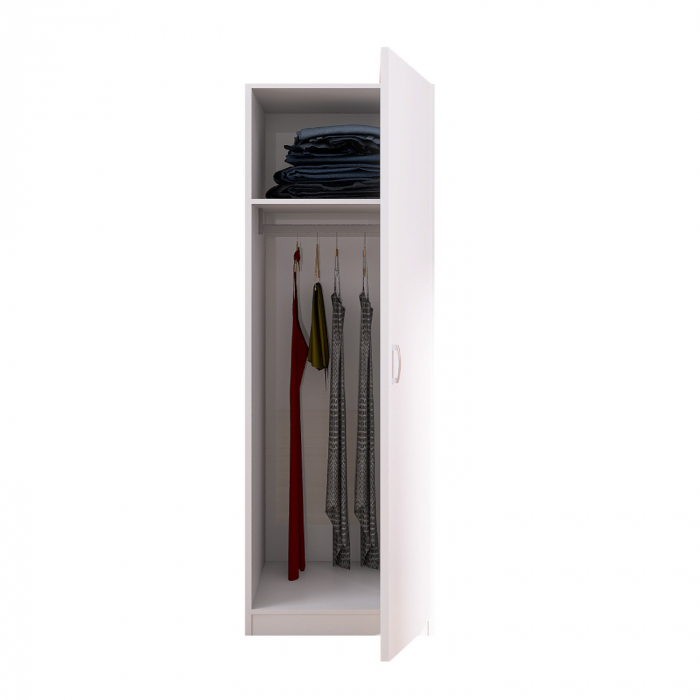 Dulap cu o usa cu bara haine, H200 x L50 x A50 cm, Material Pal 18mm, Culoare Alb [2]