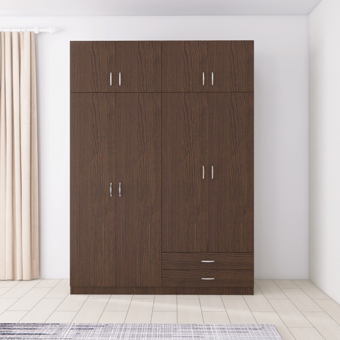 Dulap Depozitare 4 Usi cu 2 sertare, L120xH200xA50cm, Culoare Wenge, Material PAL 18mm [3]