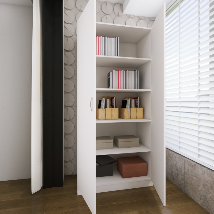 Dulap Depozitare Balcon 200 x 80 x 50cm, Culoare Alb, Pal 18mm [2]