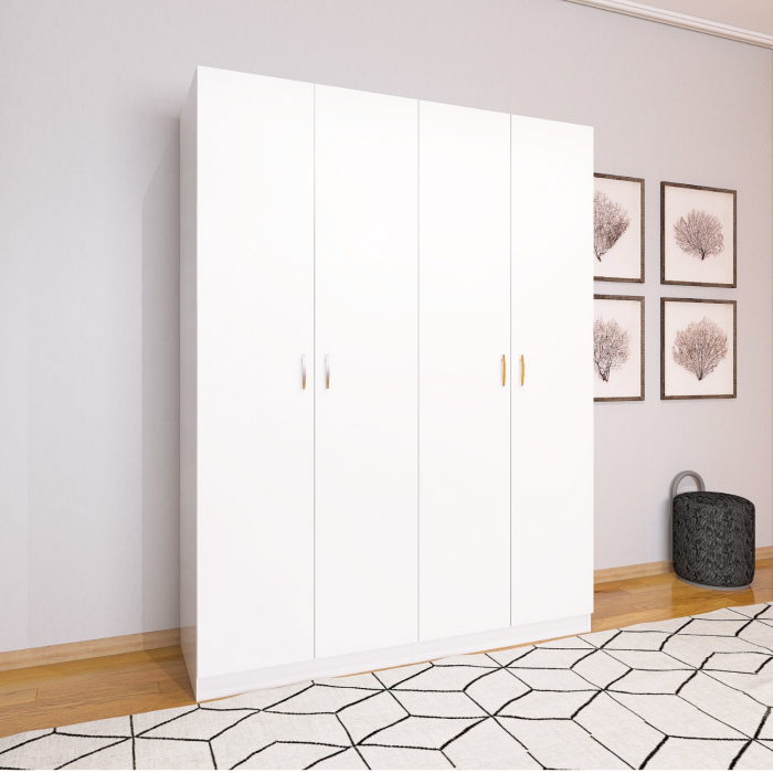 Dulap Depozitare Mario 4 usi,  L160 x H200 x A50 cm, Culoare Alb Mat, Material Pal 18mm [5]