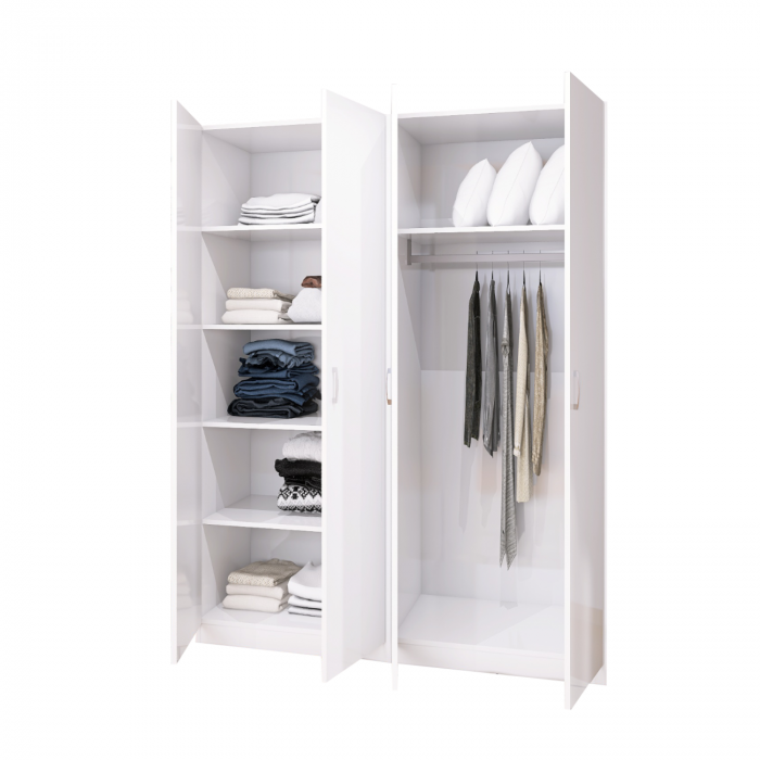 Dulap Depozitare Mario 4 usi,  L160 x H200 x A50 cm, Culoare Alb Mat, Material Pal 18mm [4]