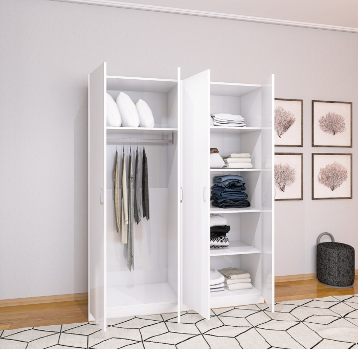 Dulap Depozitare Mario 4 usi,  L160 x H200 x A50 cm, Culoare Alb Mat, Material Pal 18mm [1]