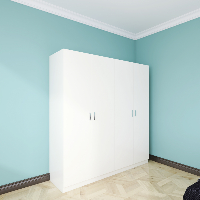 Dulap Depozitare Mario 4 usi, L160 x H200 x A50 cm, Culoare Alb Mat, Material Pal 18mm [4]