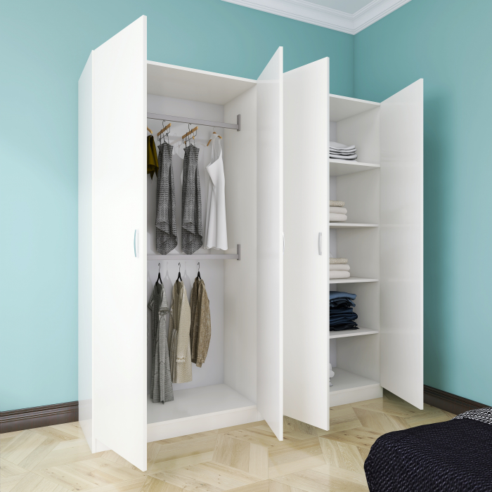 Dulap Depozitare Mario 4 usi, L160 x H200 x A50 cm, Culoare Alb Mat, Material Pal 18mm [3]