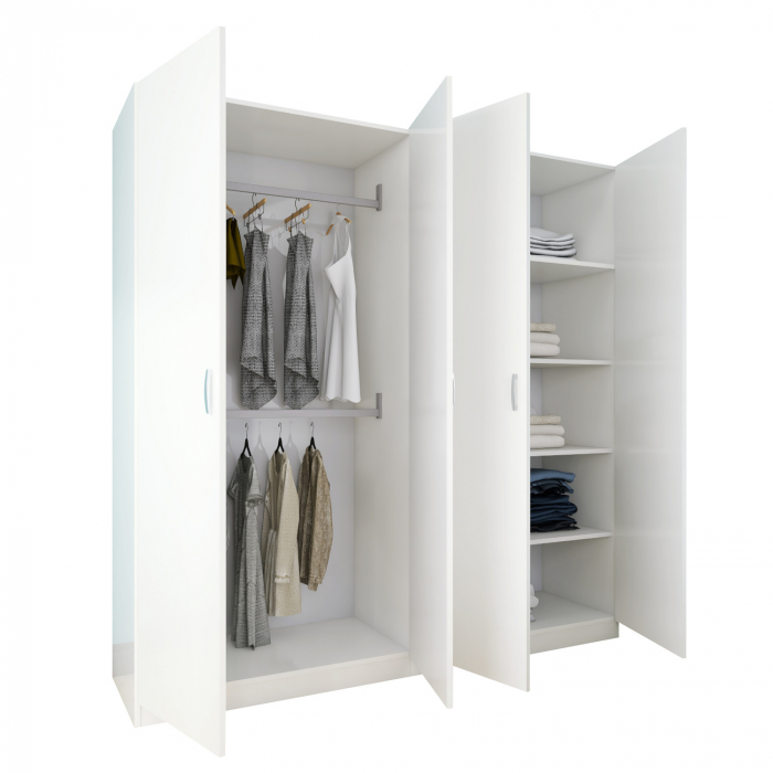 Dulap Depozitare Mario 4 usi, L160 x H200 x A50 cm, Culoare Alb Mat, Material Pal 18mm [1]