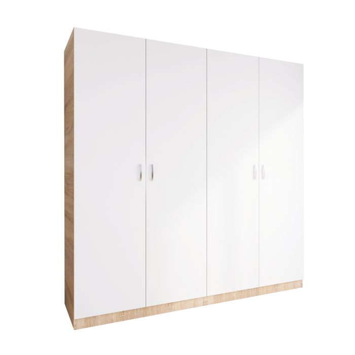 Dulap Depozitare Mario 4 usi, L160 x H200 x A50 cm, Culoare Sonoma - Alb, Material Pal 18mm [1]