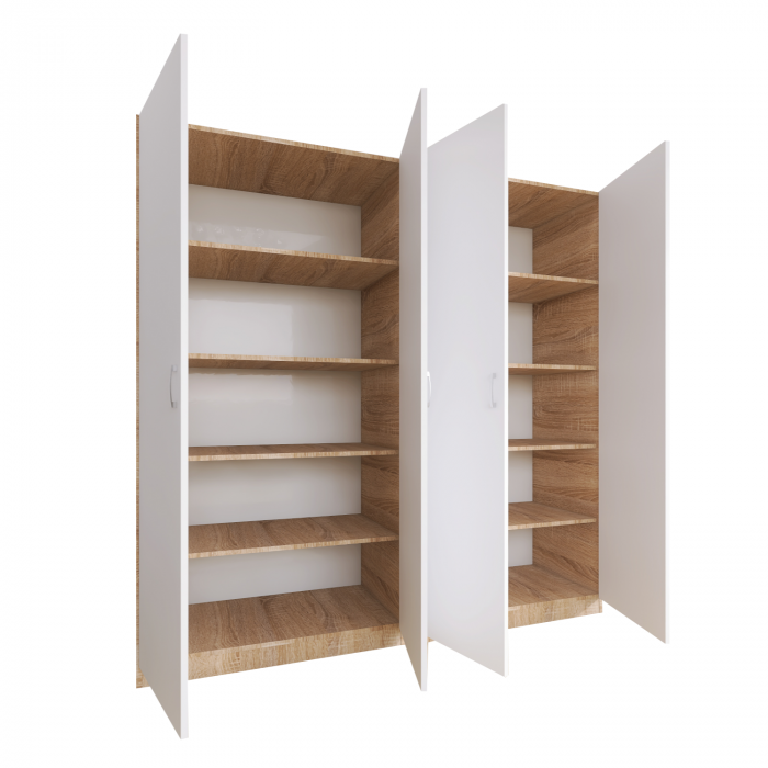 Dulap Depozitare Mario 4 usi, L160 x H200 x A50 cm, Culoare Sonoma - Alb, Material Pal 18mm [2]