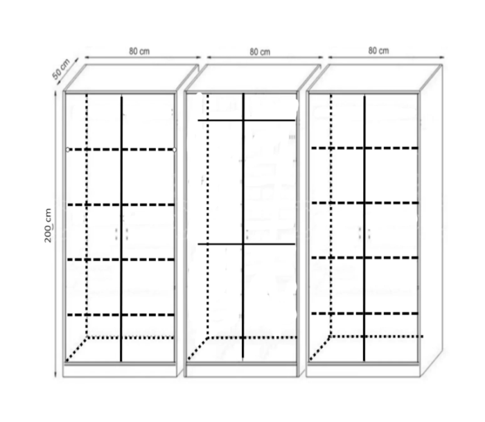 Dulap Dormitor cu Suprapozabil, H240 x L240 x A50, Culoare ALB, Pal18mm [4]