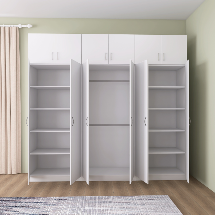 Dulap Dormitor cu Suprapozabil, H240 x L240 x A50, Culoare ALB, Pal18mm [2]