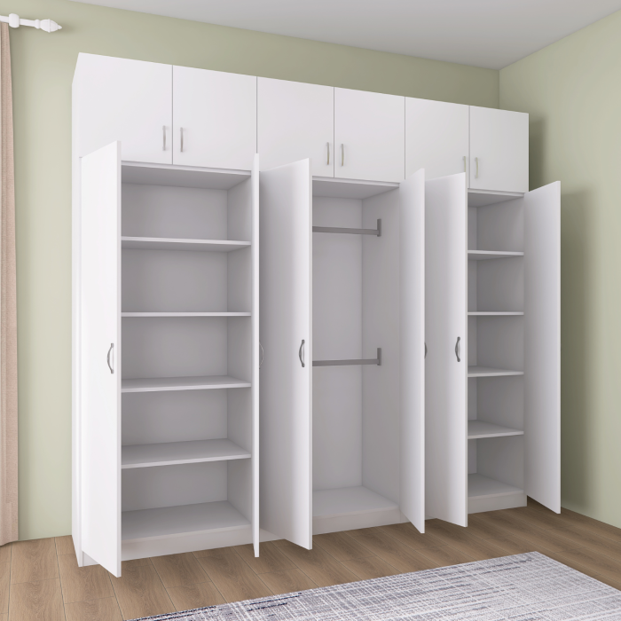 Dulap Dormitor cu Suprapozabil, H240 x L240 x A50, Culoare ALB, Pal18mm [3]