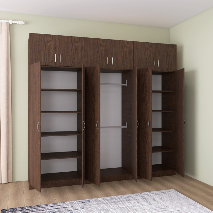 Dulap Dormitor cu Suprapozabil, H240 x L240 x A50, Culoare WENGE, Pal18mm [3]