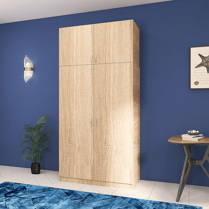 Dulap Dormitor cu Suprapozabil, H240 x L80 x A50, Culoare Stejar Sonoma, Pal18mm [3]