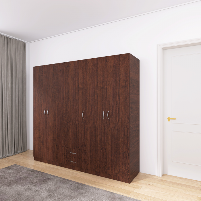 Dulap Haine 5 usi, L210 x H200 x A50 cm, Culoare WENGE, Material Pal 18mm [3]