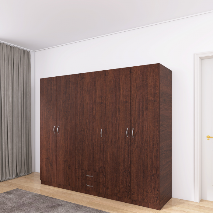 Dulap Haine 5 usi, L210 x H200 x A50 cm, Culoare WENGE, Material Pal 18mm [5]