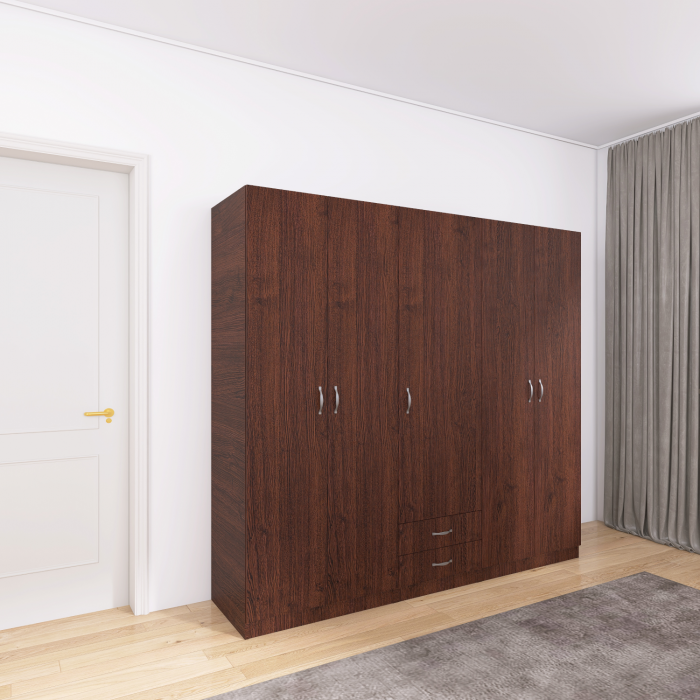 Dulap Haine 5 usi, L210 x H200 x A50 cm, Culoare WENGE, Material Pal 18mm [1]