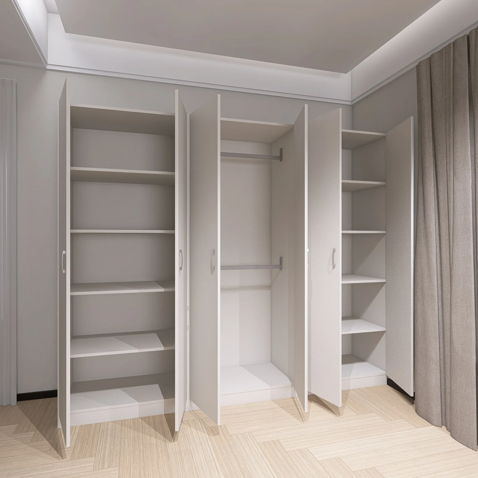 Dulap Haine cu 6 usi, L180 x H200 x A50cm, Material Pal18mm, Culoare ALB [2]