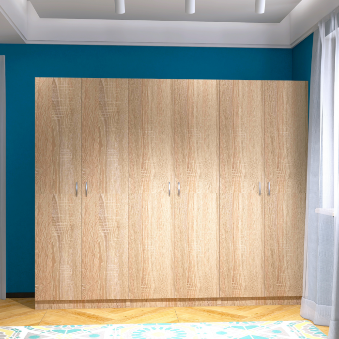 Dulap Haine cu 6 usi, L180 x H200 x A50cm, Material Pal18mm, Culoare Stejar Sonoma [4]