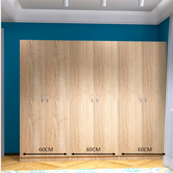 Dulap Haine cu 6 usi, L180 x H200 x A50cm, Material Pal18mm, Culoare Stejar Sonoma [5]