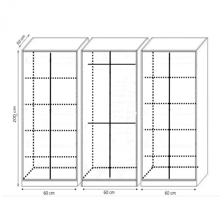 Dulap Haine cu 6 usi, L180 x H200 x A50cm, Material Pal18mm, Culoare Wenge [3]