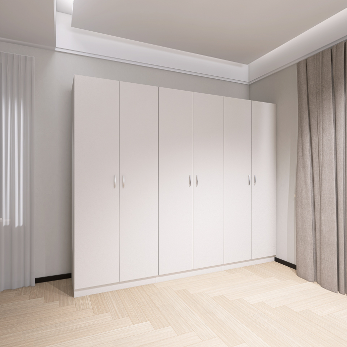 Dulap Haine cu 6 usi, L240 x H200 x A50cm, Material Pal18mm, Culoare Alb [1]