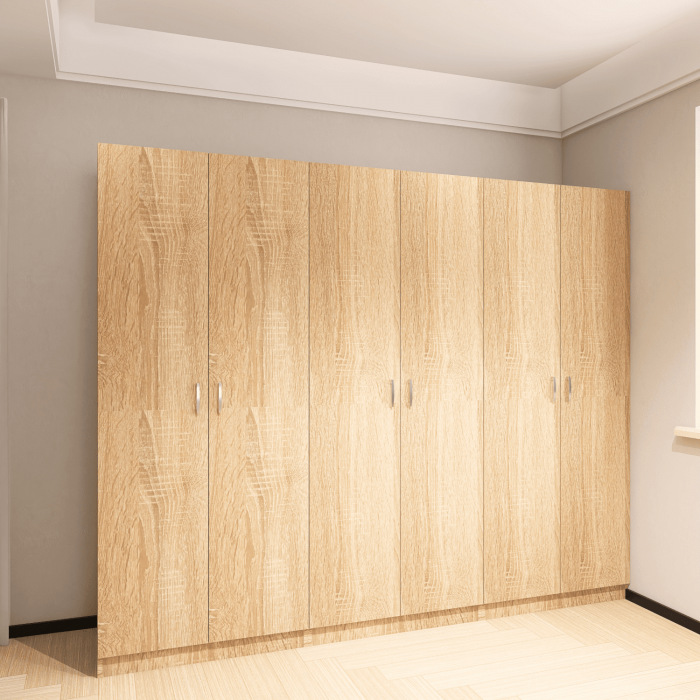 Dulap Haine cu 6 usi, L240 x H200 x A50cm, Material Pal18mm, Culoare Stejar Sonoma [2]
