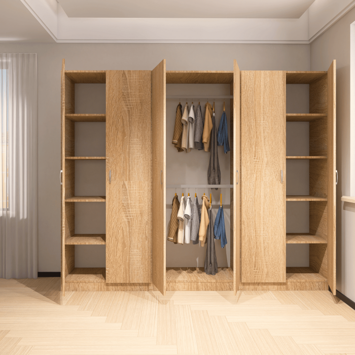 Dulap Haine cu 6 usi, L240 x H200 x A50cm, Material Pal18mm, Culoare Stejar Sonoma [3]