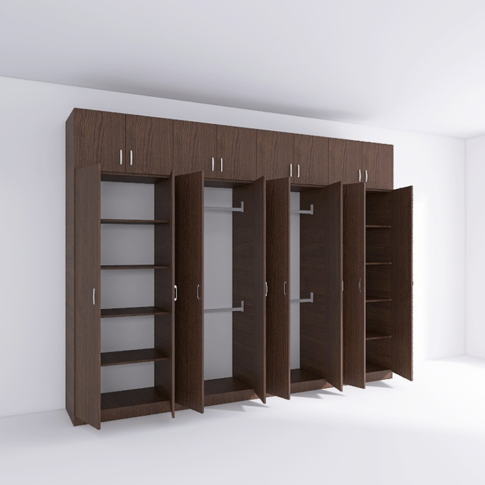 Dulap haine DituProd, 8 uși, 320 × 50 × 240 cm, Wenge, PAL 18 mm [3]