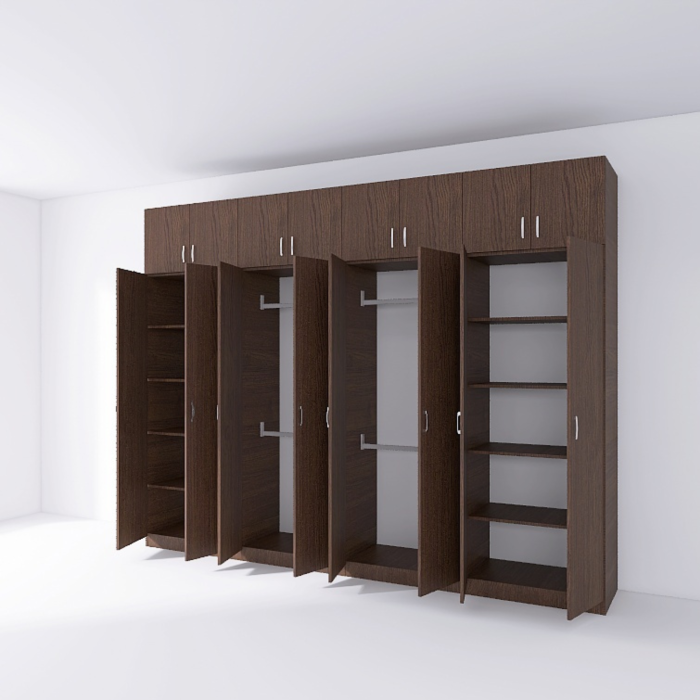 Dulap haine DituProd, 8 uși, 320 × 50 × 240 cm, Wenge, PAL 18 mm [4]