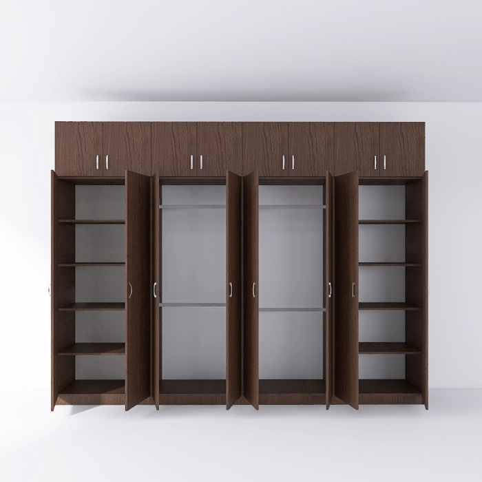 Dulap haine DituProd, 8 uși, 320 × 50 × 240 cm, Wenge, PAL 18 mm [6]
