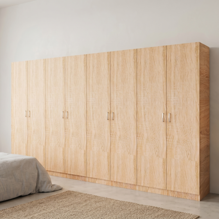 Dulap Haine cu 8 usi cu bara haine, L320 x H200 x A50cm, Material Pal18mm, Culoare Stejar Sonoma [3]
