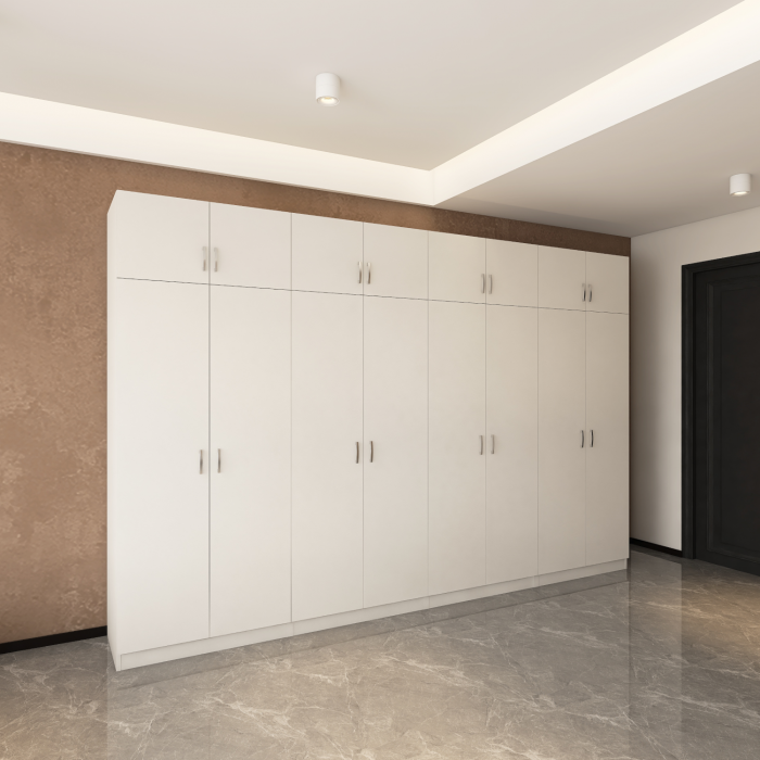 Dulap Haine cu 8 usi cu rafturi si bara haine si Suprapozabil, L320 x H240 x A50cm, Material Pal18mm, Culoare ALB [5]